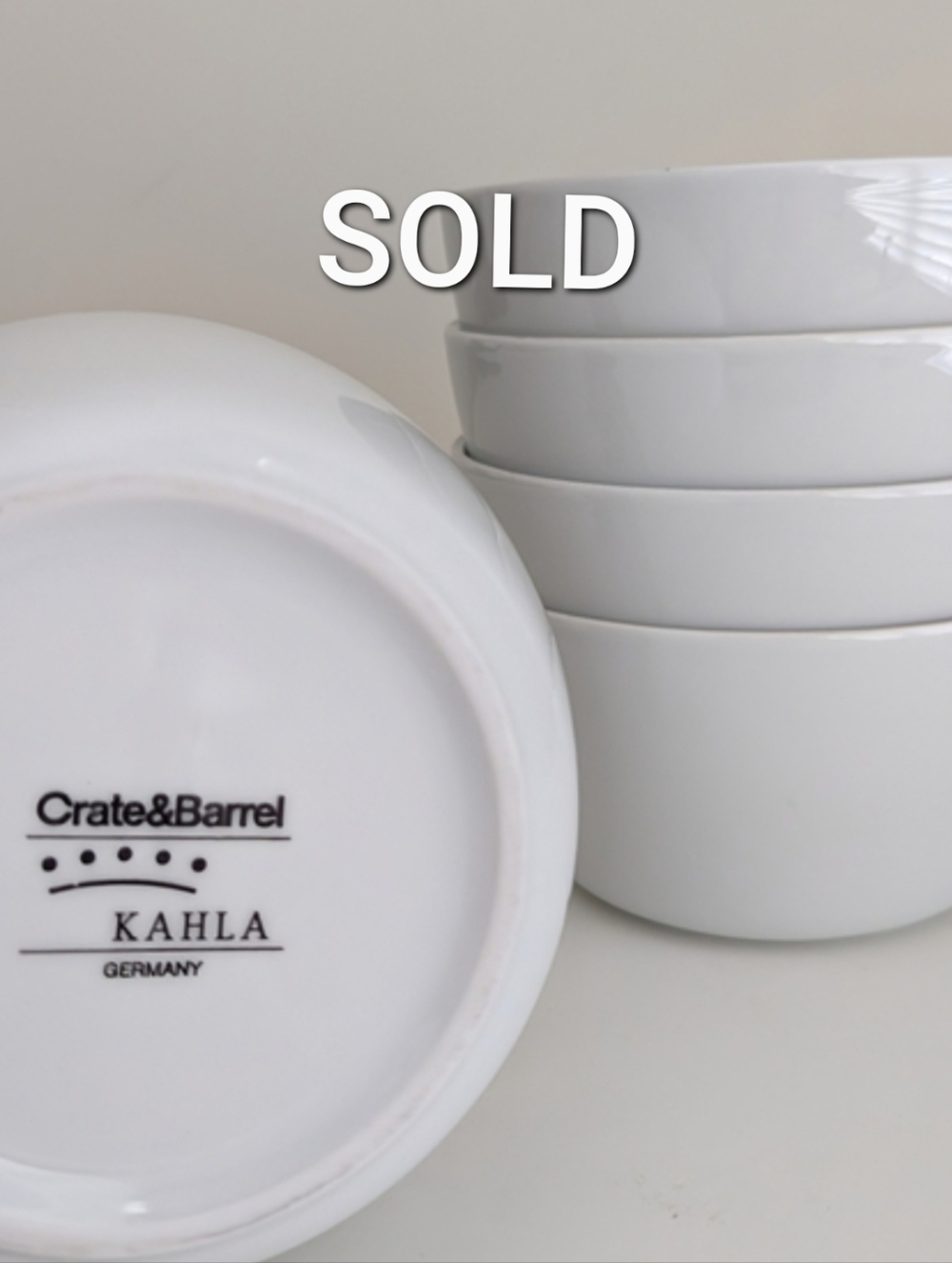 Crate & Barrel Kahla Bowls Set/5 Germany Porcelain Soup Cereal Dessert White